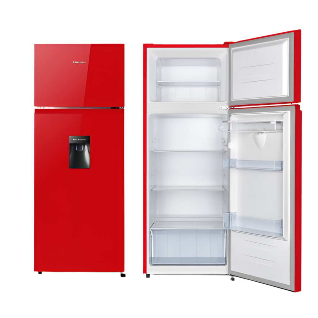 Hisense Red Double Door Top Freezer Refrigerator With Water Dispenser 204L REF205DRB 1year Warranty