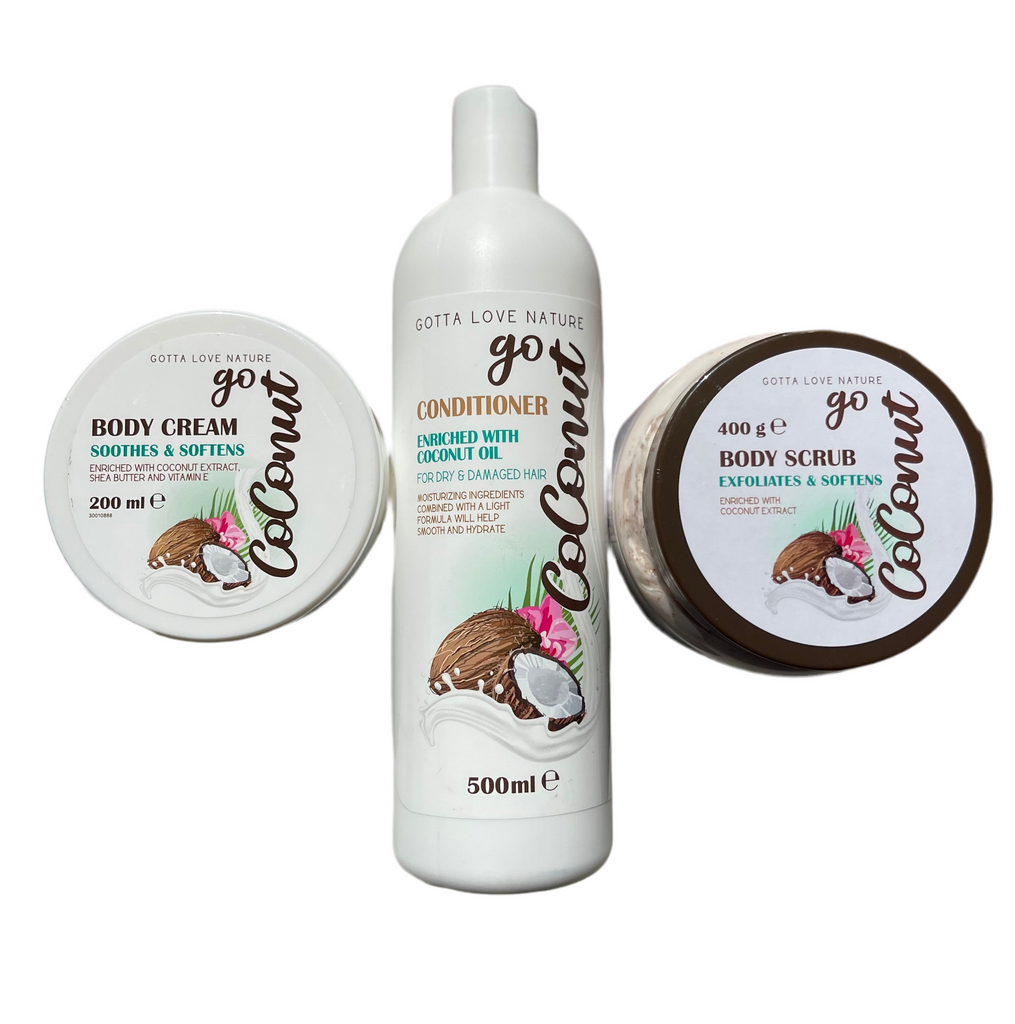 Gotta Love Nature Body Cream 200ml, Body Scrub 400g & Conditioner 500ml